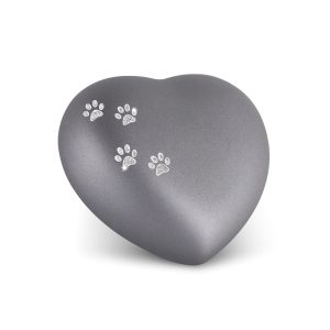 Tierurnenkeramikurne-edition-herz-steingrau-Pfötchen silber-1