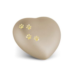 Tierurnenkeramikurne-edition-herz-champagner-Pfötchen gold-1