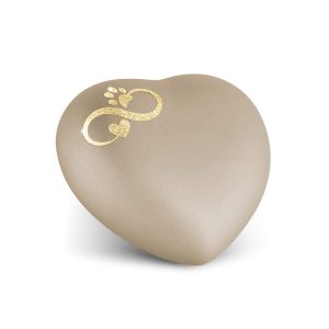 Tierurnenkeramikurne-edition-herz-champagner-Infinity Herz/Pfote gold-1