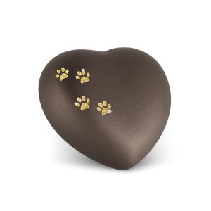 Tierurnenkeramikurne-edition-herz-siena-Pfötchen gold-1