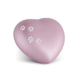 Tierurnenkeramikurne-edition-herz-rosé-Pfötchen silber-1