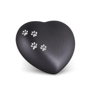 Tierurnenkeramikurne-edition-herz-schwarz-Pfötchen silber-1