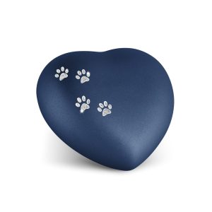 Tierurnenkeramikurne-edition-herz-navy-Pfötchen silber-1