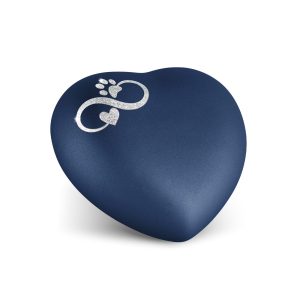 Tierurnenkeramikurne-edition-herz-navy-Infinity Herz/Pfote silber-1