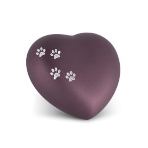 Tierurnenkeramikurne-edition-herz-berry-Pfötchen silber-1