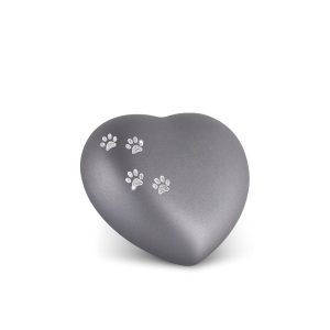 Tierurnenkeramikurne-edition-herz-steingrau-Pfötchen silber-0