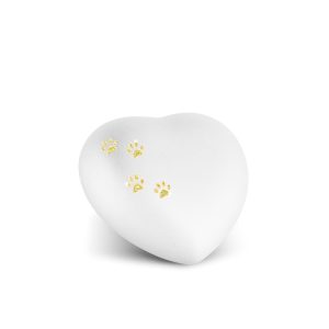 Tierurnenkeramikurne-edition-herz-weiß-Pfötchen gold-0