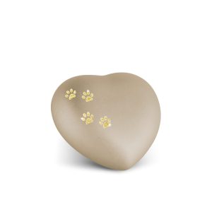 Tierurnenkeramikurne-edition-herz-champagner-Pfötchen gold-0