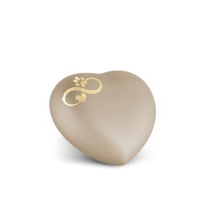 Tierurnenkeramikurne-edition-herz-champagner-Infinity Herz/Pfote gold-0