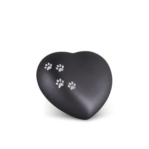 Tierurnenkeramikurne-edition-herz-schwarz-Pfötchen silber-0