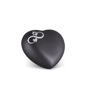 Tierurnenkeramikurne-edition-herz-schwarz-Infinity Herz/Pfote silber-0