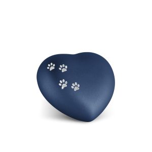Tierurnenkeramikurne-edition-herz-navy-Pfötchen silber-0