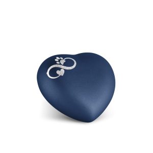 Tierurnenkeramikurne-edition-herz-navy-Infinity Herz/Pfote silber-0