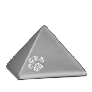 Tierurnenkeramikurne-edition-pyramide-steingrau-Kristall-Pfote-1
