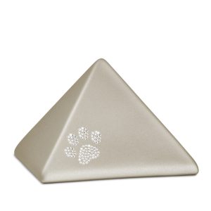 Tierurnenkeramikurne-edition-pyramide-champagner-Kristall-Pfote-1