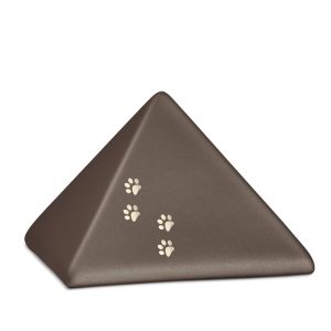 Tierurnenkeramikurne-edition-pyramide-siena-vier Pfötchen gold glänzend-1