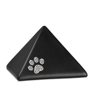 Tierurnenkeramikurne-edition-pyramide-schwarz-Kristall-Pfote-1