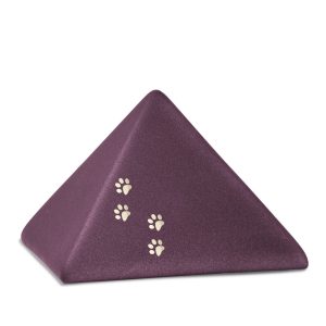 Tierurnenkeramikurne-edition-pyramide-berry-vier Pfötchen gold glänzend-1