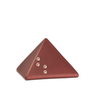 Tierurnenkeramikurne-edition-pyramide-rubin-vier Pfötchen gold glänzend-0