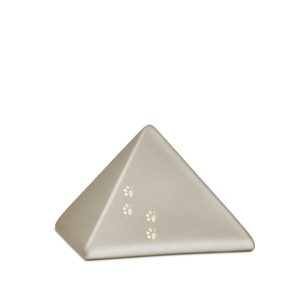 Tierurnenkeramikurne-edition-pyramide-champagner-vier Pfötchen gold glänzend-0