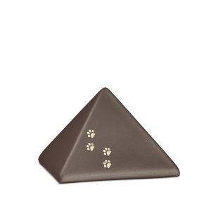 Tierurnenkeramikurne-edition-pyramide-siena-vier Pfötchen gold glänzend-0
