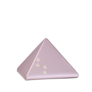 Tierurnenkeramikurne-edition-pyramide-rosé-vier Pfötchen gold glänzend-0