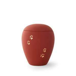 Tierurnenkeramikurne-edition-siena-rubin-goldene Pfoten vertieft-1