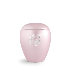 Tierurnenkeramikurne-edition-crystal-rosé-Pfote aus Kristallen-1