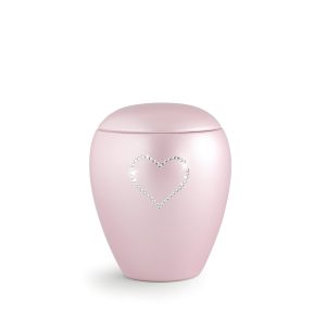 Tierurnenkeramikurne-edition-crystal-rosé-Herz aus Kristallen-1