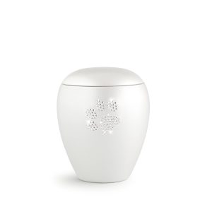 Tierurnenkeramikurne-edition-crystal-perlmutt-Pfote aus Kristallen-1