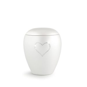 Tierurnenkeramikurne-edition-crystal-perlmutt-Herz aus Kristallen-1