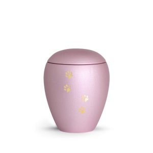 Tierurnenkeramikurne-edition-verona-rosé-vier Pfoten gold gebürstet-1