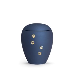 Tierurnenkeramikurne-edition-verona-navy-vier Pfoten gold gebürstet-1