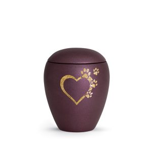 Tierurnenkeramikurne-edition-verona-berry-Herz mit Pfoten sparkling gold-1