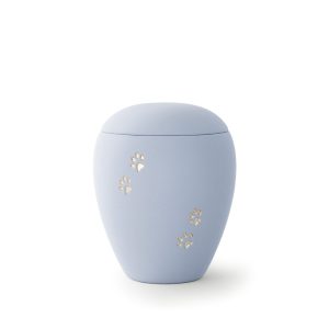 Tierurnenkeramikurne-edition-siena-himmelblau-goldene Pfoten vertieft-1