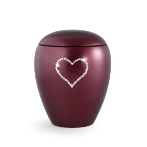 Tierurnenkeramikurne-edition-crystal-weinrot-Herz aus Kristallen-2