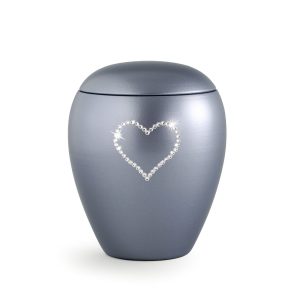 Tierurnenkeramikurne-edition-crystal-stahlgrau-Herz aus Kristallen-2