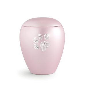 Tierurnenkeramikurne-edition-crystal-rosé-Pfote aus Kristallen-2