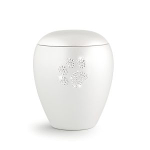 Tierurnenkeramikurne-edition-crystal-perlmutt-Pfote aus Kristallen-2