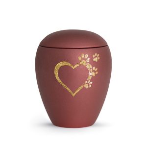 Tierurnenkeramikurne-edition-verona-rubin-Herz mit Pfoten sparkling gold-2