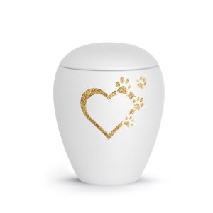 Tierurnenkeramikurne-edition-verona-weiß-Herz mit Pfoten sparkling gold-2
