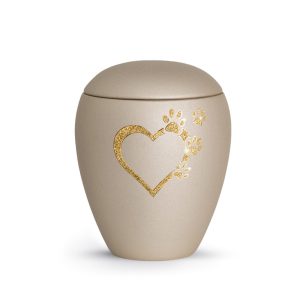 Tierurnenkeramikurne-edition-verona-champagner-Herz mit Pfoten sparkling gold-2