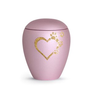 Tierurnenkeramikurne-edition-verona-rosé-Herz mit Pfoten sparkling gold-2