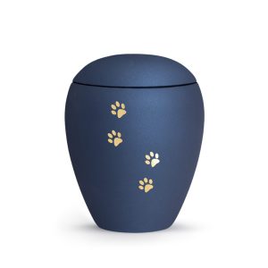Tierurnenkeramikurne-edition-verona-navy-vier Pfoten gold gebürstet-2