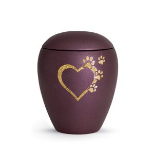 Tierurnenkeramikurne-edition-verona-berry-Herz mit Pfoten sparkling gold-2