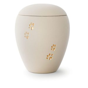 Tierurnenkeramikurne-edition-siena-creme-goldene Pfoten vertieft-2