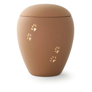 Tierurnenkeramikurne-edition-siena-sand-goldene Pfoten vertieft-2