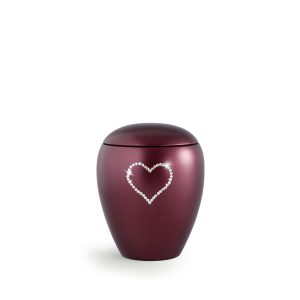 Tierurnenkeramikurne-edition-crystal-weinrot-Herz aus Kristallen-0