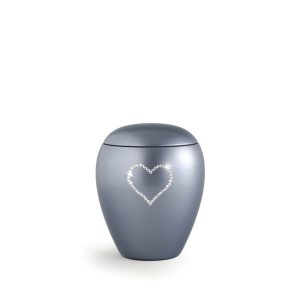 Tierurnenkeramikurne-edition-crystal-stahlgrau-Herz aus Kristallen-0