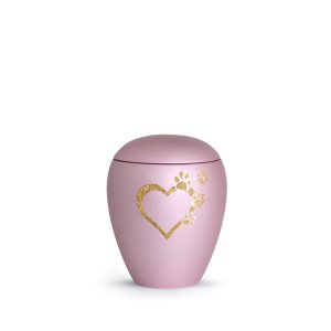 Tierurnenkeramikurne-edition-verona-rosé-Herz mit Pfoten sparkling gold-0